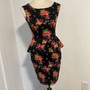 Black dress with floral print